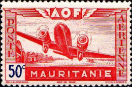 Mauritanie Avion N* Yv:10/17 Avion Au Décollage & Avion Sur Caravanene (Trace De Charnière) - Ungebraucht