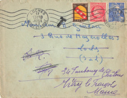 LETTRE DE LOCHES INDRE &LOIRE 17/7/1947 TAXEE POUR VITRY LE FRANCOIS MARNE - 1859-1959 Briefe & Dokumente