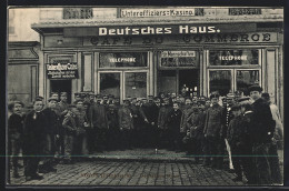 CPA Noyon, Deutsches Haus Avec Des Soldats  - Noyon