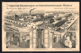 CPA Champigneulles-Nancy, Grande Brasserie, Une Des Machines A Vapeur, Une Des Caves  - Nancy