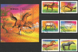 Tanzania 1993 - Mi 1677/82 + BL 235 - YT 1435/40 + BF 220 ( Horses ) - Tansania (1964-...)