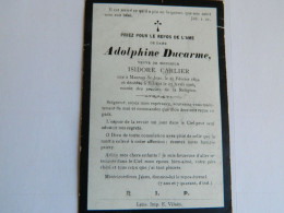 MASNUY ST JEAN +ERBAUT :SOUVENIR DE DECE DE ADOLPHINE DUCARME VVE ISIDORE CARLIER 1834-1906 - Devotion Images