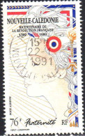 Nle-Calédonie Avion Obl Yv:262 Mi:854 Bicentenaire De La Révolution Française Fraternité (TB Cachet à Date) (Thème) - Franse Revolutie