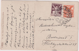 * CZECHOSLOVAKIA > 1922 POSTAL HISTORY > Postcard To Budapest, Hungary - Covers & Documents