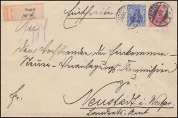 86I+87I Germania-MiF Auf R-Brief ZOPPOT 8.1.1912 Nach NEUSTADT (WESTPR.) 8.1.12 - Briefe U. Dokumente