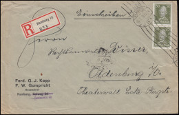 394 Lessing Im Senkrechten Paar Als MeF Auf R-Brief HAMBURG 16.6.1928 - Covers & Documents