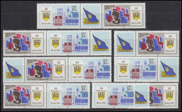 2947-2948 FDJ Freie Deutsche Jugend 1985, 6 Zusammendrucke + 2 Ezm, Set ** - Se-Tenant