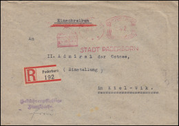 AFS Stadt Paderborn 21.6.35 Rathaus / BS Polizeibehörde, R-Brief Nach Kiel-Wik - Politie En Rijkswacht