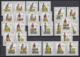 2758-2763 Historisches Spielzeug, 9 Zusammendrucke Und 6 Einzelmarken, Set ** - Zusammendrucke