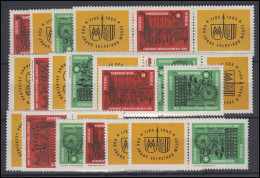 1012-1013 Messe Leipzig 1964, 16 Zusammendrucke + 2 Einzelmarken, Set ** / MNH - Se-Tenant