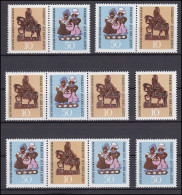 1521+1523 Volkskunst Aus Der Lausitz 1969, 4 ZD + 2 Ezm, Set Postfrisch - Zusammendrucke