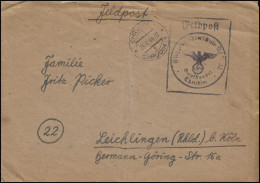 Feldpost Briefstempel Flugzeugführerschule 23 CHRUDIM 24.2.44 Nach Leichlingen - Occupation 1938-45