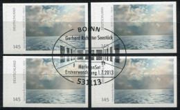 3021 Seestück, SELBSTKLEBEND Auf NEUTRALER Folie, Set Mit Allen 4 Eck-EV-O Bonn - Used Stamps