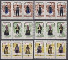 1214-1219 Volkstrachten II 1966, 12 Zusammendrucke + 6 Einzelmarken, Set ** - Zusammendrucke