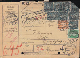 362x Stephan 8mal Mit Zusatzfr. Paketkarte WALDSHUT 29.12.1927 Nach BERN 31.12. - Covers & Documents
