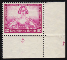 507 Wagner 40 Pf. Ecke Unten Rechts Mit Spiegelverkehrter Platten-Nummer 1, ** - Unused Stamps