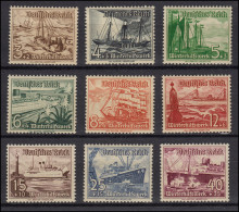 651-659 WHW Schiffe 1937, 9 Werte Komplett Satz ** Beide Höchstwerte BPP-geprüft - Unused Stamps