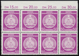 26xI XII Dienst 50 Pf. Als OR-8er-Block Mit PLF I D Und I Verbunden, Feld 5 ** - Mint