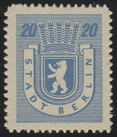 SBZ 6 B Berliner Bär 20 Pf, Blau, ** - Neufs