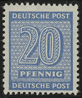 SBZ 134Xz Ziffer 20 Pf, WZ.1X, Blau, ** Geprüft - Postfris