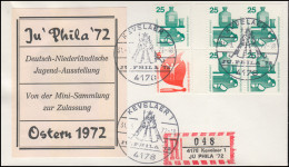 Unfall Heftchenblatt 20 Mit Zusatzfr. Auf Schmuck-R-Brief SSt KEVELAER 31.3.72 - Briefmarkenausstellungen