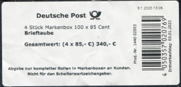 3652 Brieftaube 85 Cent Selbstklebend BANDEROLE Für 4 Markenboxen, Type Ib MIT - Rollenmarken