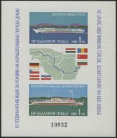 Bulgarien Block 181B Schifffahrt Auf Der Donau 1988, Block Ungezähnt **/MNH - Sonstige & Ohne Zuordnung