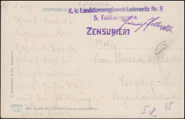 Feldpost Und Zensur 5. Kompanie K. K. Landsturmregiment Leitmeritz Nr. 9 AK 1916 - Ocupación 1914 – 18