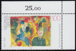 1656 Deutsche Malerei 100 Pf Grosz ** Ecke O.r. - Unused Stamps