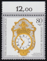 1633 Wofa Flötenuhr 80+40 Pf  ** Oberrand - Unused Stamps