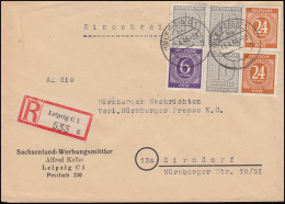 SBZ 131Y 10 Pf. Grau Dreifach Mit ZF Auf R-Brief LEIPZIG 18.4.46 - Storia Postale