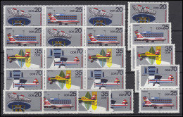 2516-2519 INTERFLUG, 16 Zusammendrucke + 4 Einzelmarken, Set Postfrisch ** - Zusammendrucke