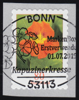 3482II Blume Kapuzinerkresse 80 Cent, Selbstkl. Von Der Rolle, EV-O BONN 1.7.19 - Usados