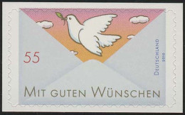 2827 Taube Gute Wünsche, Selbstklebend NEUTRALE Folie, 10 Einzelmarken, Alle ** - Neufs