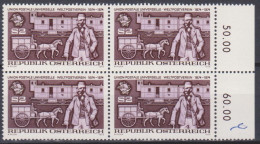 1974 , Mi 1466 ** (2) -  4er Block Postfrisch - 100 Jahre Weltpostverein , Landbriefträger Von 1874 - Unused Stamps