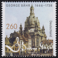 3219 George Bähr: Frauenkirche Dresden, Nassklebend, ** - Ungebraucht