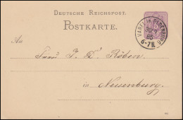 Postkarte P 12/02A Ziffer 5 Pfennig DV 985, VAREL In OLDENBURG 30.9.1885 - Sonstige & Ohne Zuordnung