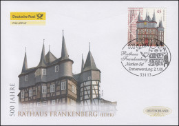 2718 Rathaus Frankenberg/Eder - Selbstklebend, Schmuck-FDC Deutschland Exklusiv - Briefe U. Dokumente