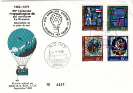 Courrier Spécial Par Ballon A.B. Bon. Ajoie, Sept. 1970 Ins 14.9.70 - First Flight Covers