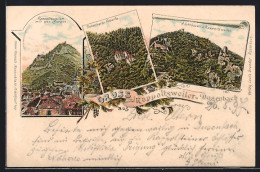 Lithographie Rappoltsweiler, Vue Générale Avec Burgen, Dusenbach-Kapelle  - Autres & Non Classés