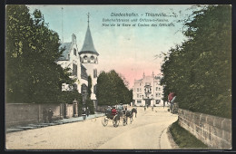 CPA Diedenhofen, Rue De La Gare Et Offiziers-Kasino, Attelage à Cheval  - Autres & Non Classés