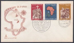 Vatican 1969 Private FDC Africa, Map, Uganda, Aeroplane, Aircraft, Visit Of Pope Paul VI, Christianity, First Day Cover - Brieven En Documenten