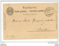 71 - 20 - Entier Postal Suisse 5cts - Envoyé De Bienne 1900 - Entiers Postaux