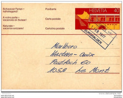 84 - 71 - Entier Postal Avec Oblit Chemin De Fer Gare Burghalden - SOB 1977 - Postmark Collection