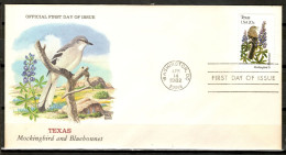 USA 1982 Estados Unidos / Official First Day Of Issue Birds Flowers Texas FDC Aves Flores Blumen Vögel / Ld04  75-44 - Autres & Non Classés