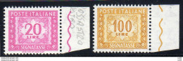 Segnatasse Lire 20 E 100 Stelle IV° Inchiostro Fluorescente - Variétés Et Curiosités