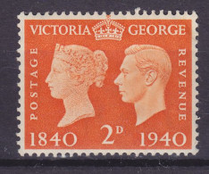 Great Britain 1940 Mi. 218, 2 Pence Queen Victoria & King George VI., Stamp Centenary, MH* (2 Scans) - Ongebruikt