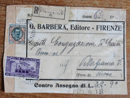 1926 Fronte RACCOMANDATA BARBERA Editore FIRENZE+1 £.FLOREALE+40c FRANCESC-h639 - Marcophilia