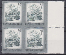 1975 , Mi 1475 ** (3) -  4er Block Postfrisch - Freimarke : Schönes Österreich - Mayrhofen Im Zillertal , Tirol - Unused Stamps