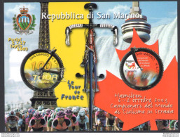 2003 San Marino, Centenario Tour De France E Campionato Del Mondo Ciclismo Su Strada, BF 81 - MNH** - Hojas Bloque